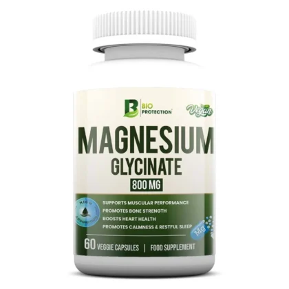 Bio Protection Magnesium Glycinate 800 mg, 60 Veggie Capsules, Highly Absorbable Magnesium, Muscle & Bone Support